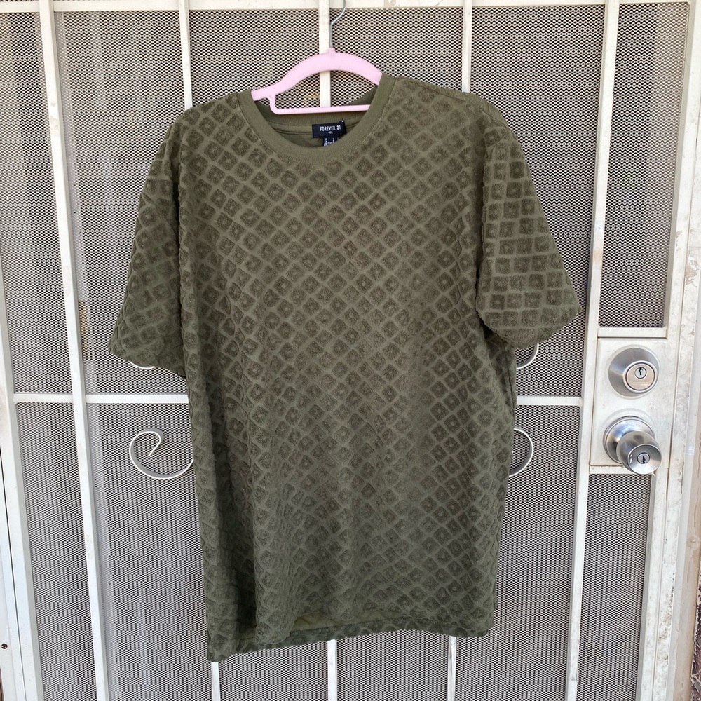 Forever 21 Olive Green Patterned Men's Tee
